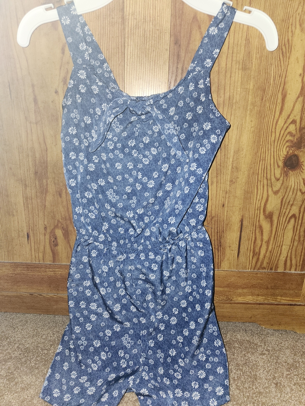 Girls' Blue Floral One-Piece Romper